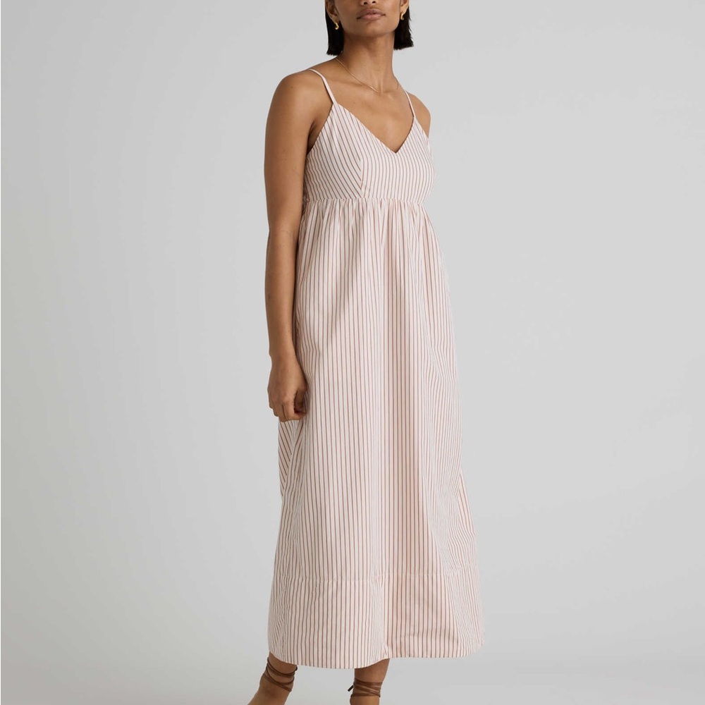 Quince 100% Organic Cotton Sleeveless Maxi Dress - Terracotta Stripe
